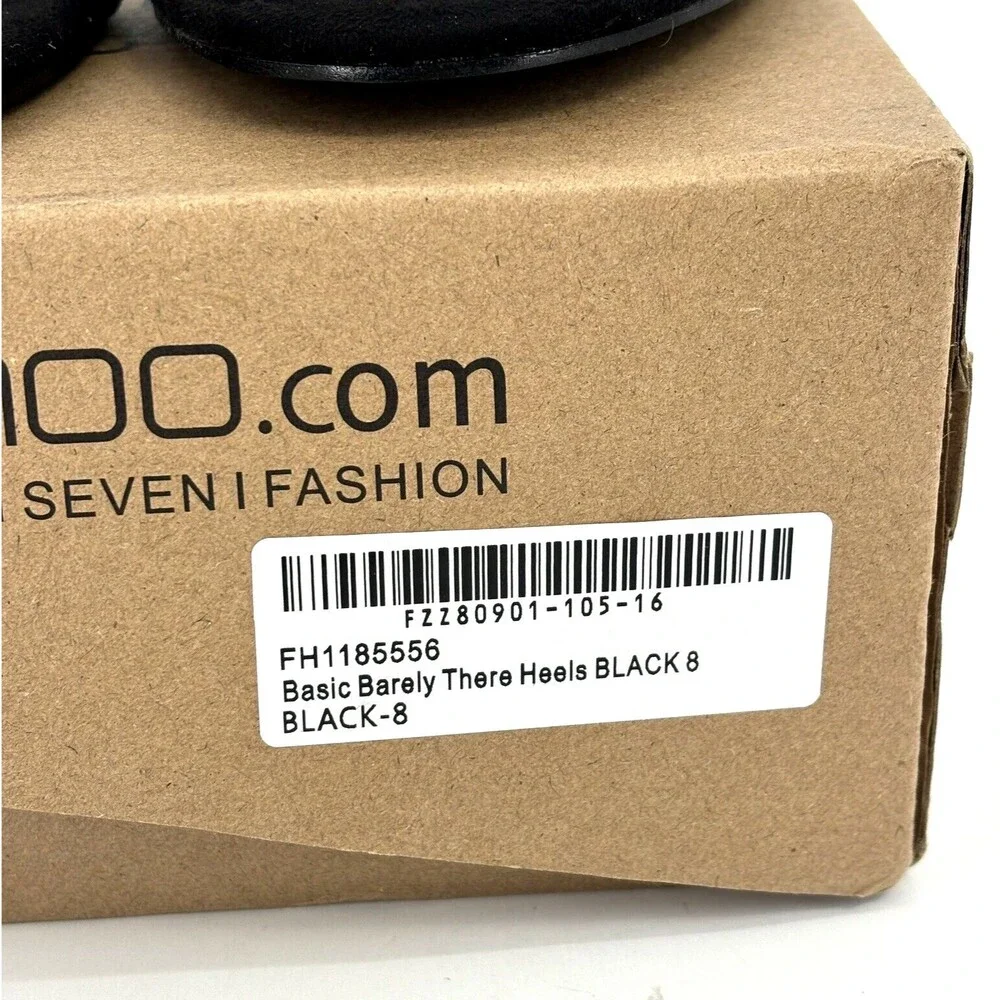 Boohoo Basic Barely There Heels Ankle Strap Black Size US 8 New In Box